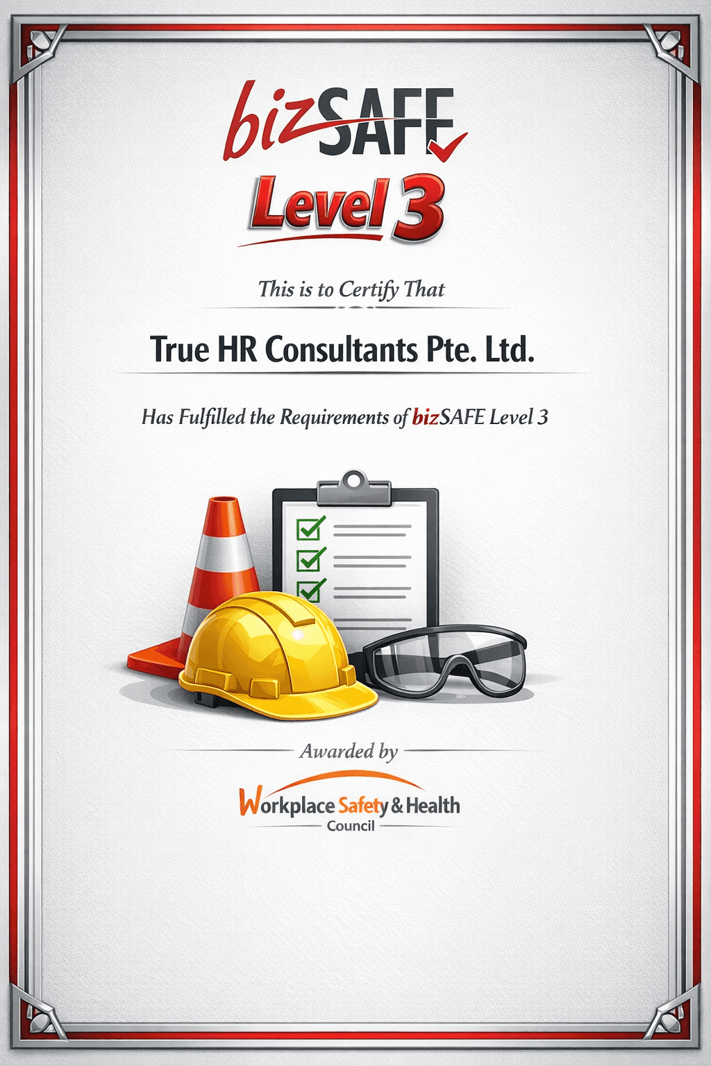 BizSafe Level 3 certificate